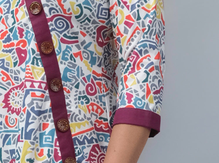 Full print cross button tunic