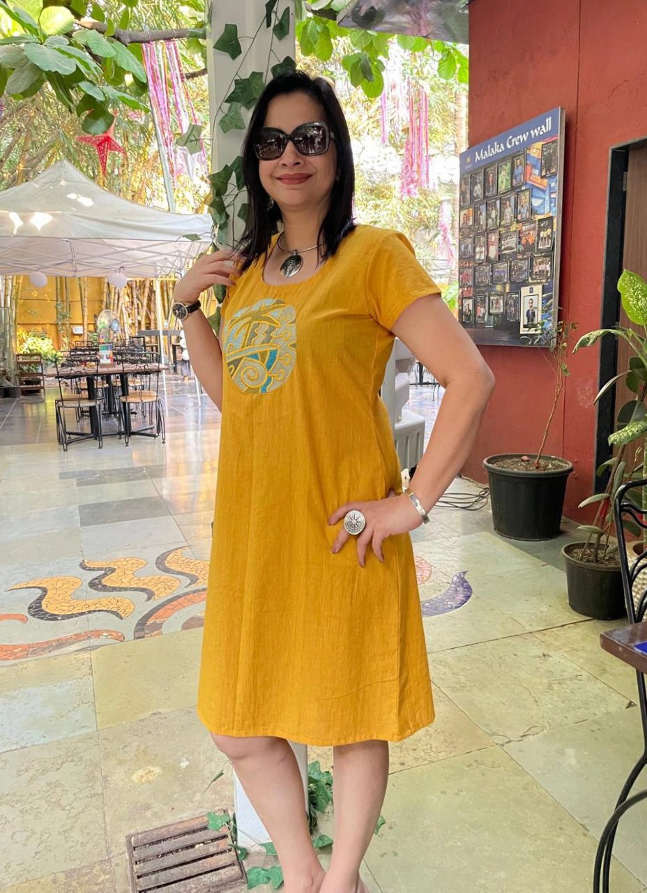 Mango Yellow Short Dress