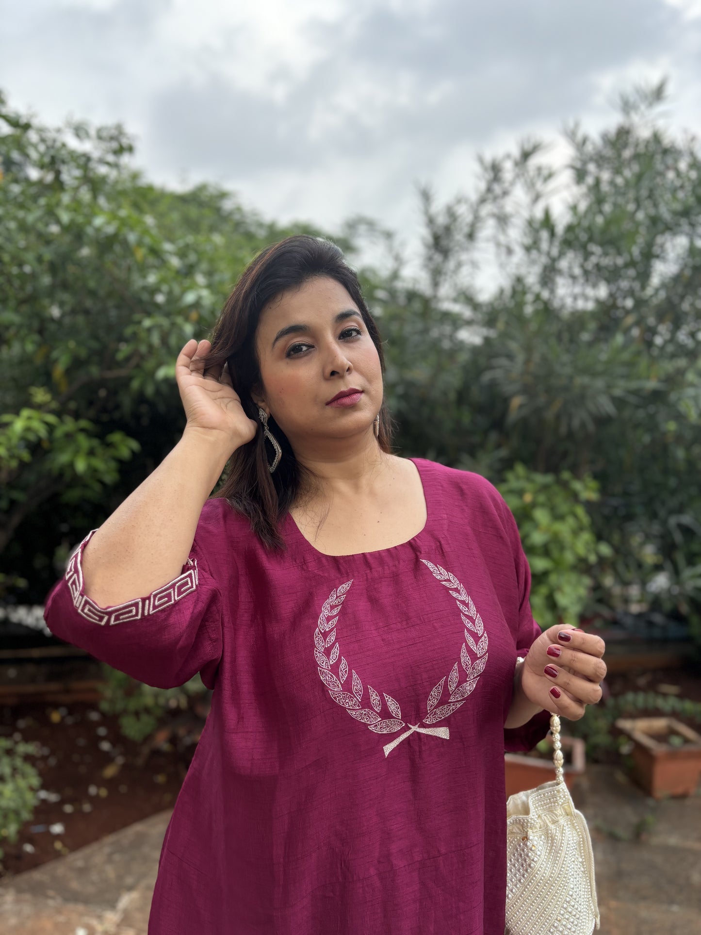 Embroidered Rome motif dress