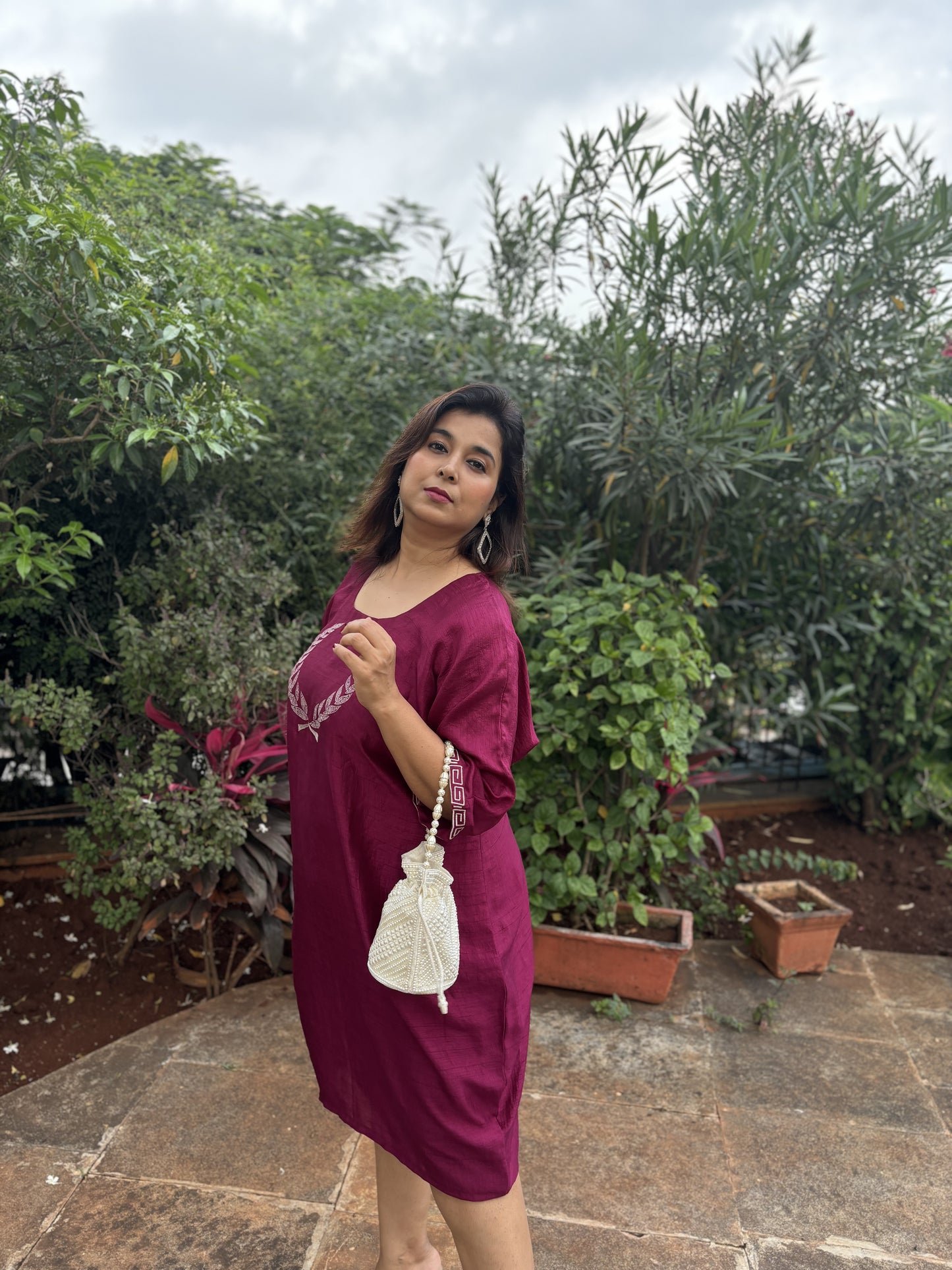 Embroidered Rome motif dress