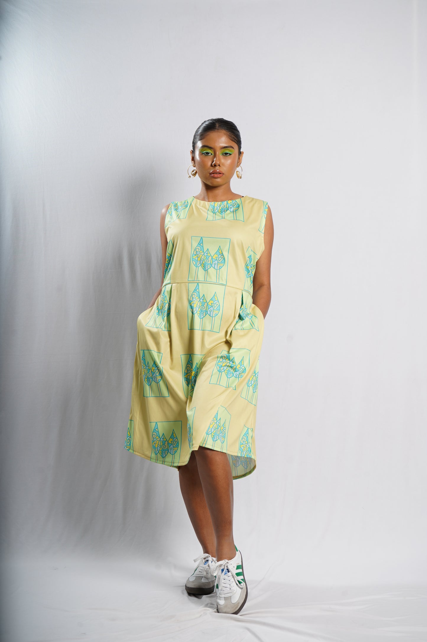 Lime Green Printed Dress