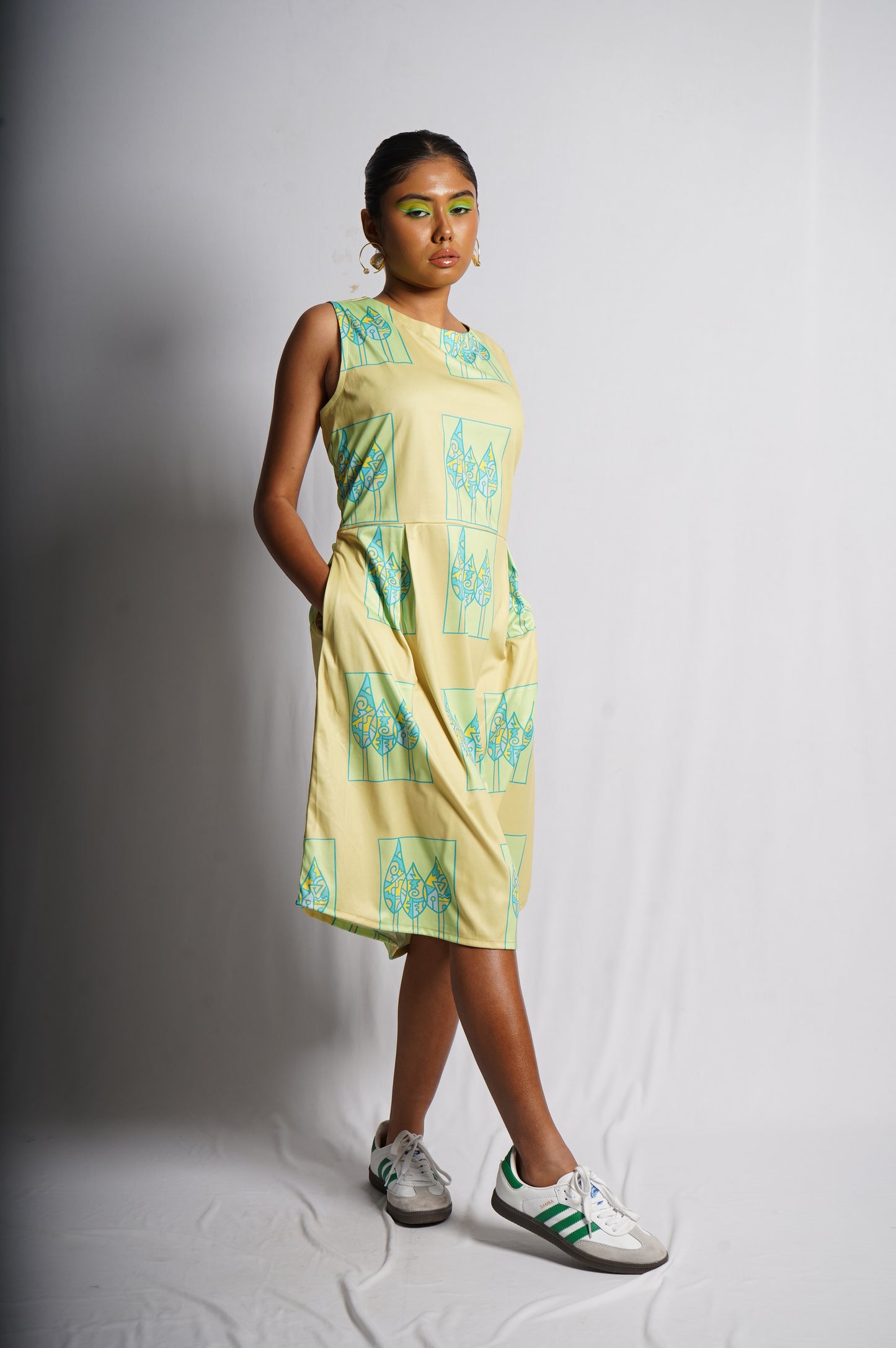 Lime Green Printed Dress