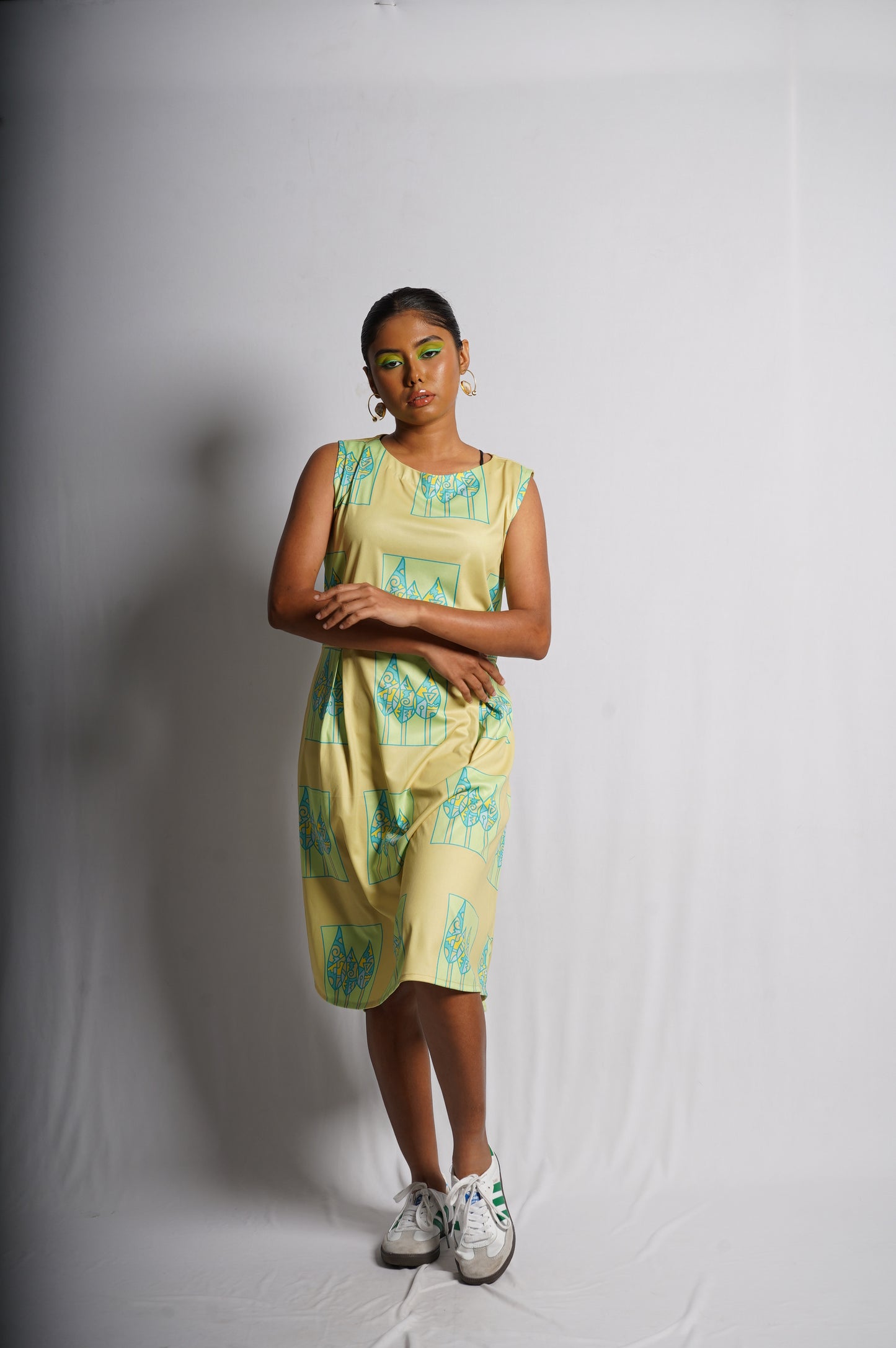 Lime Green Printed Dress