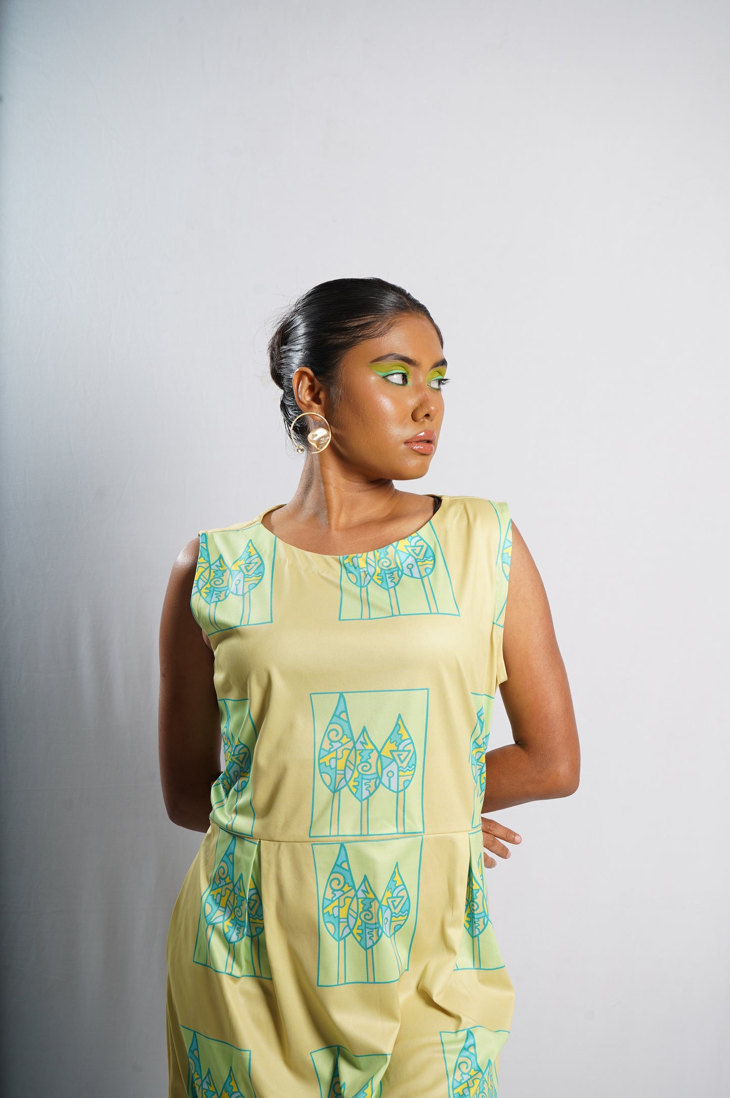 Lime Green Printed Dress