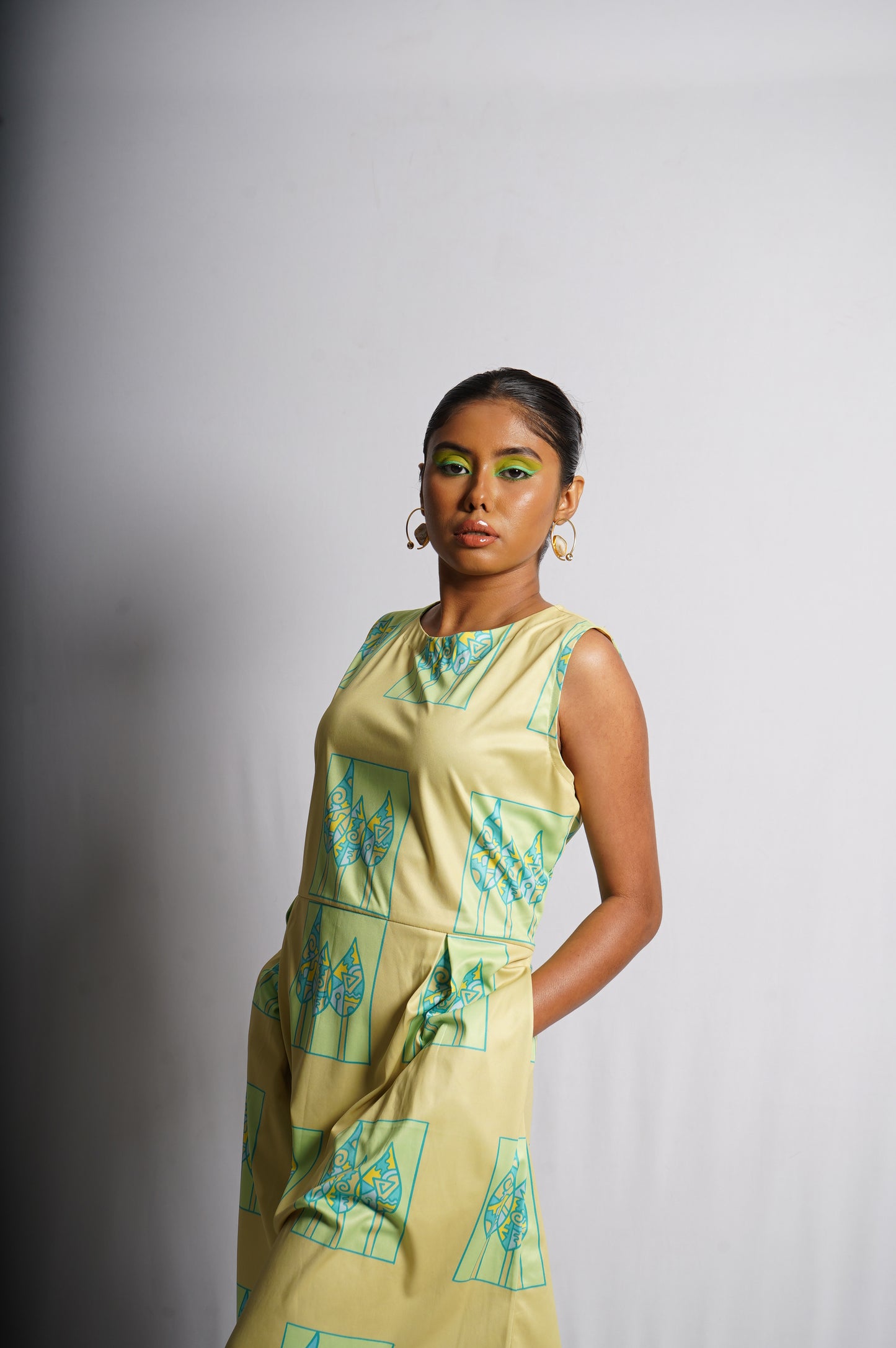 Lime Green Printed Dress