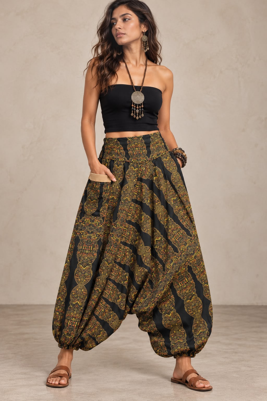 Inca print harem pants