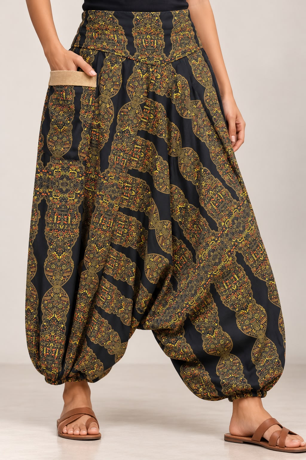 Inca print harem pants