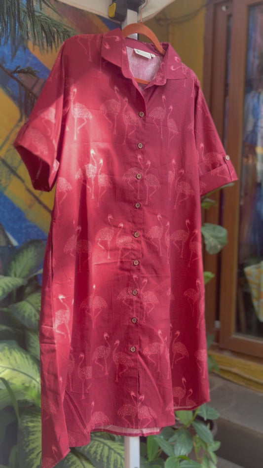 Flamingo shirt dress