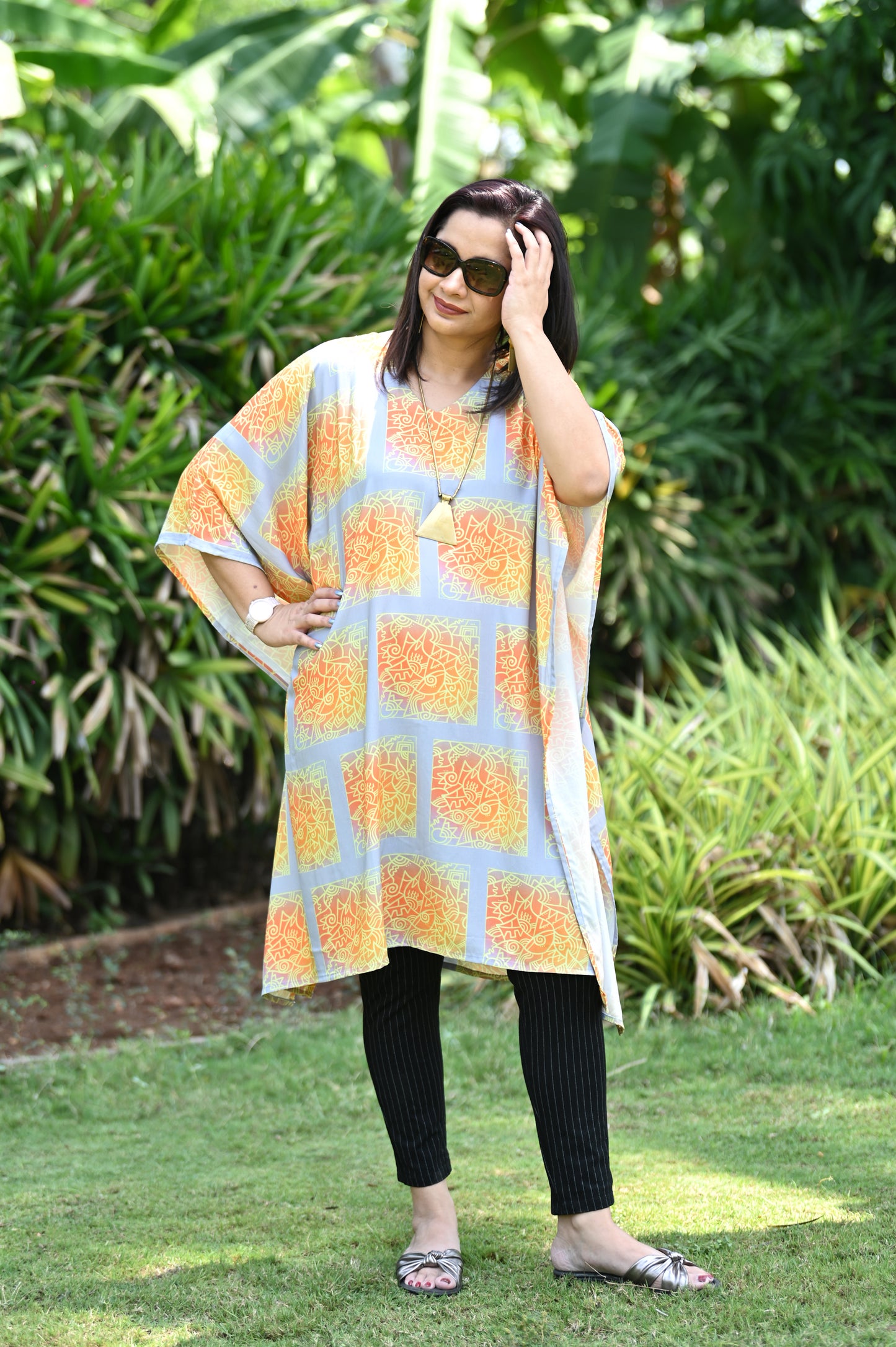 Grey Orange Zenscrawl Kaftan
