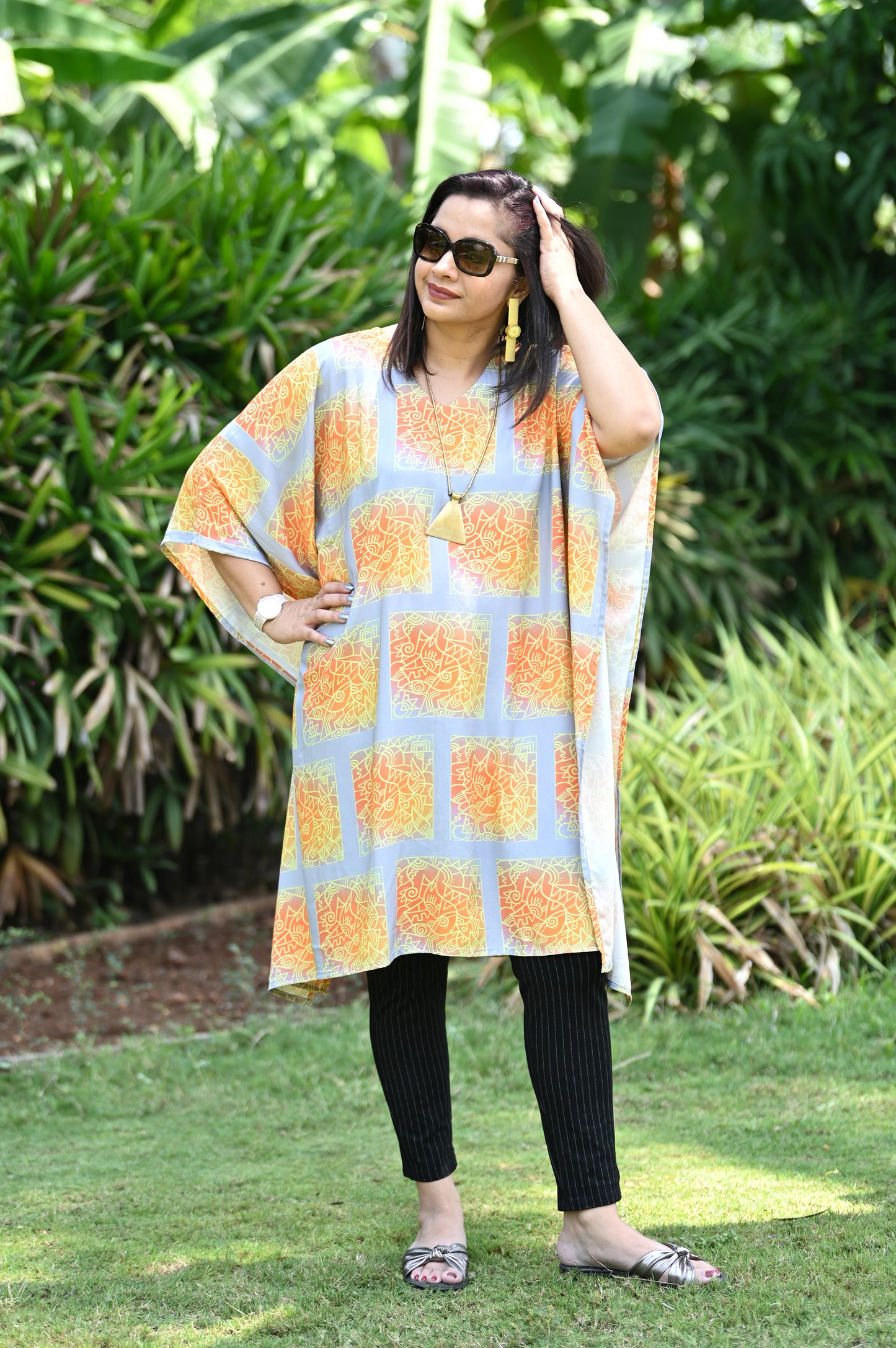 Grey Orange Zenscrawl Kaftan
